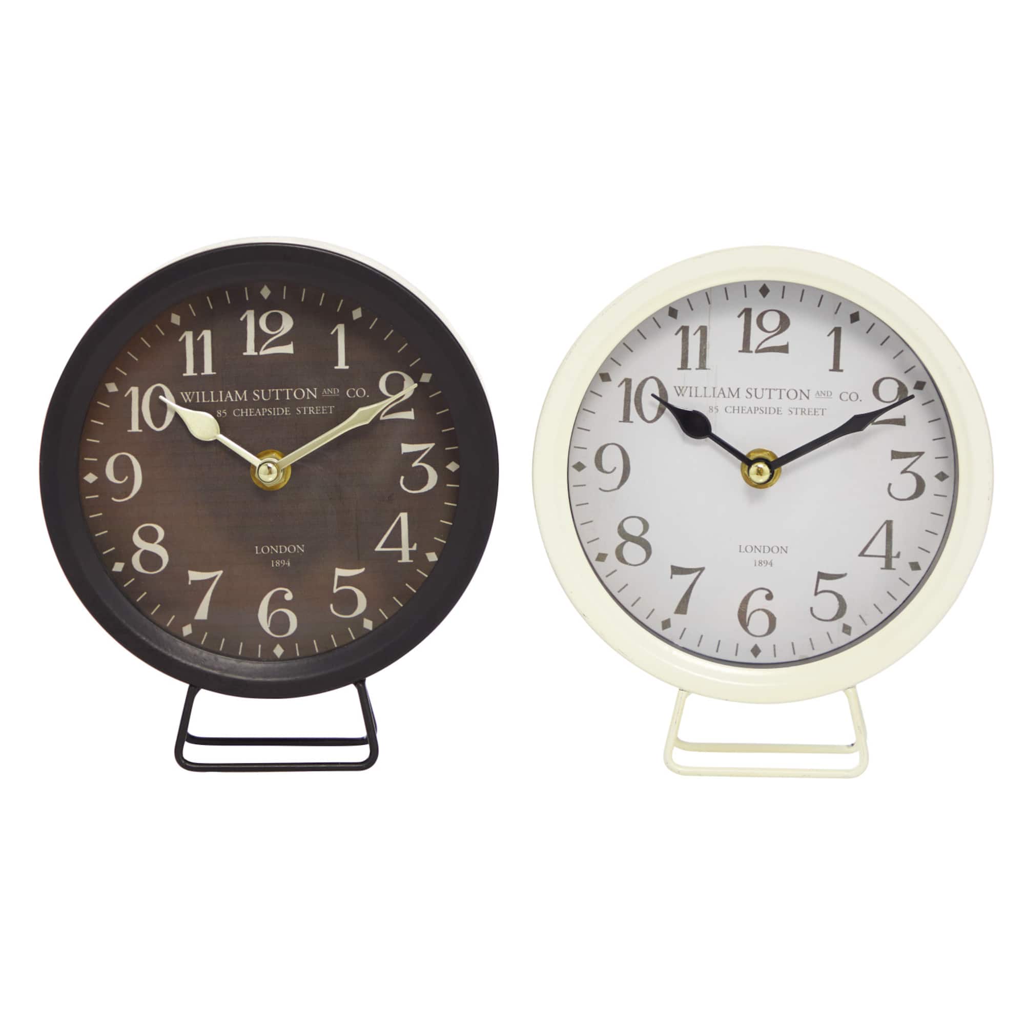 7" Round Metal Vintage Clock Set